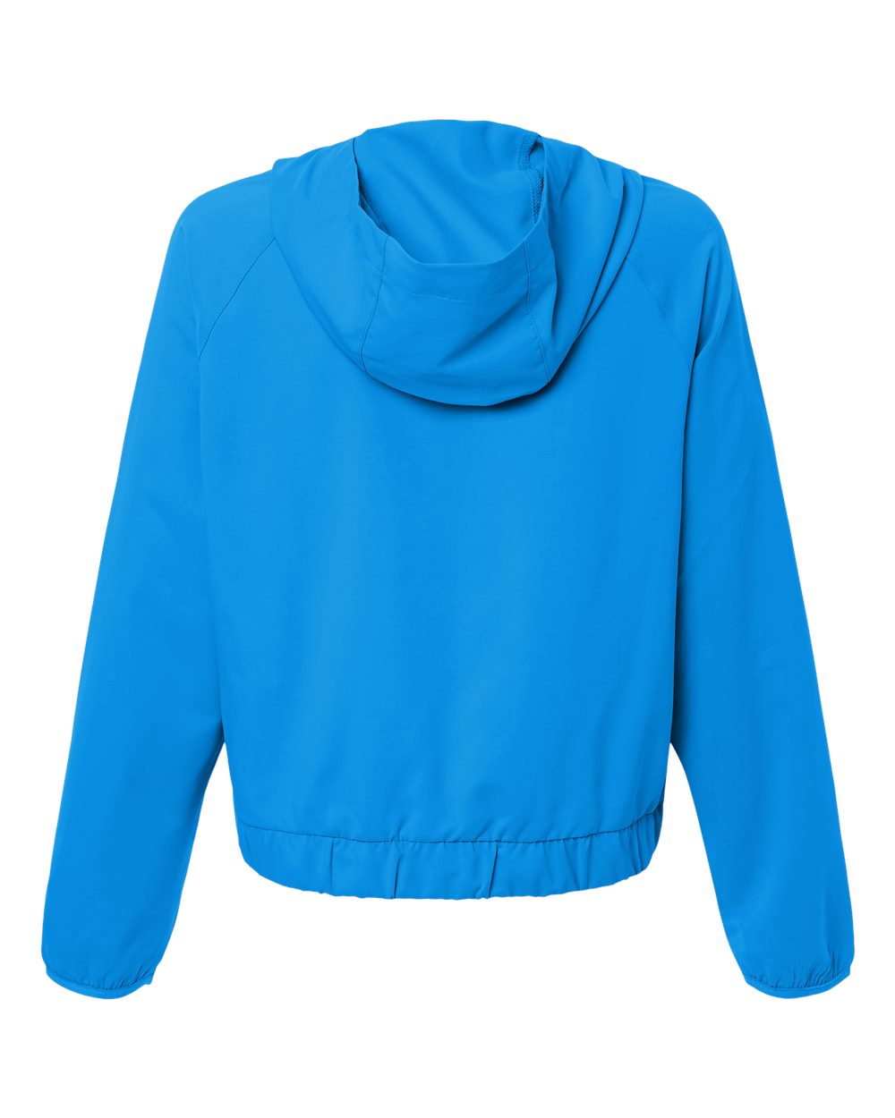 Custom sun shirts, Electric Blue women's UPF hooded pullover, back view