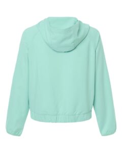 Custom sun shirts, Sea Glass women's UPF hooded pullover, back view