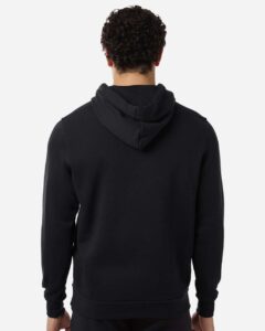 Custom team hoodies, Black / White Under Armour Icon fleece hoodie on model, back