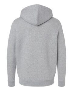 Custom team hoodies, Mod Grey Light Heather / White Under Armour Icon fleece hoodie, back view