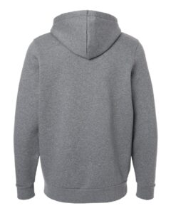 Custom team hoodies, Pitch Grey Medium Heather / White Under Armour Icon fleece hoodie, back view