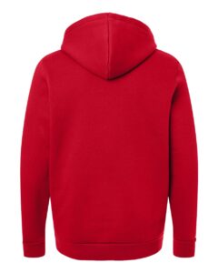 Custom team hoodies, Red / White Under Armour Icon fleece hoodie, back view