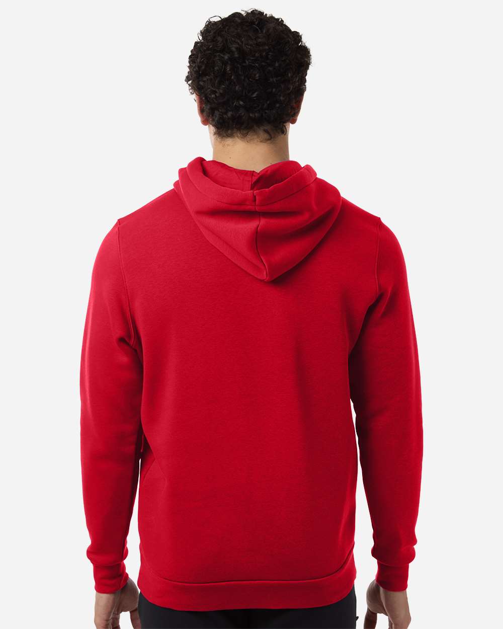 Custom team hoodies, Red / White Under Armour Icon fleece hoodie on model, back