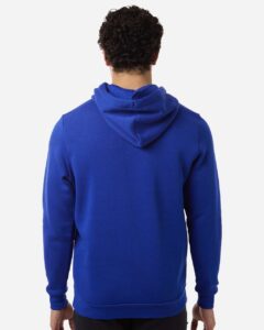 Custom team hoodies, Royal / White Under Armour Icon fleece hoodie on model, back