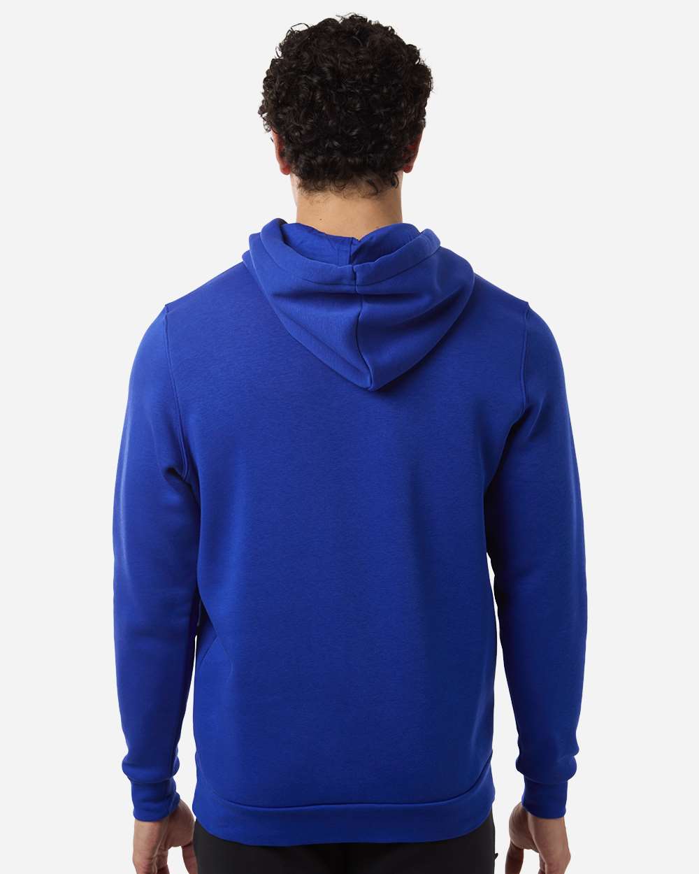 Custom team hoodies, Royal / White Under Armour Icon fleece hoodie on model, back