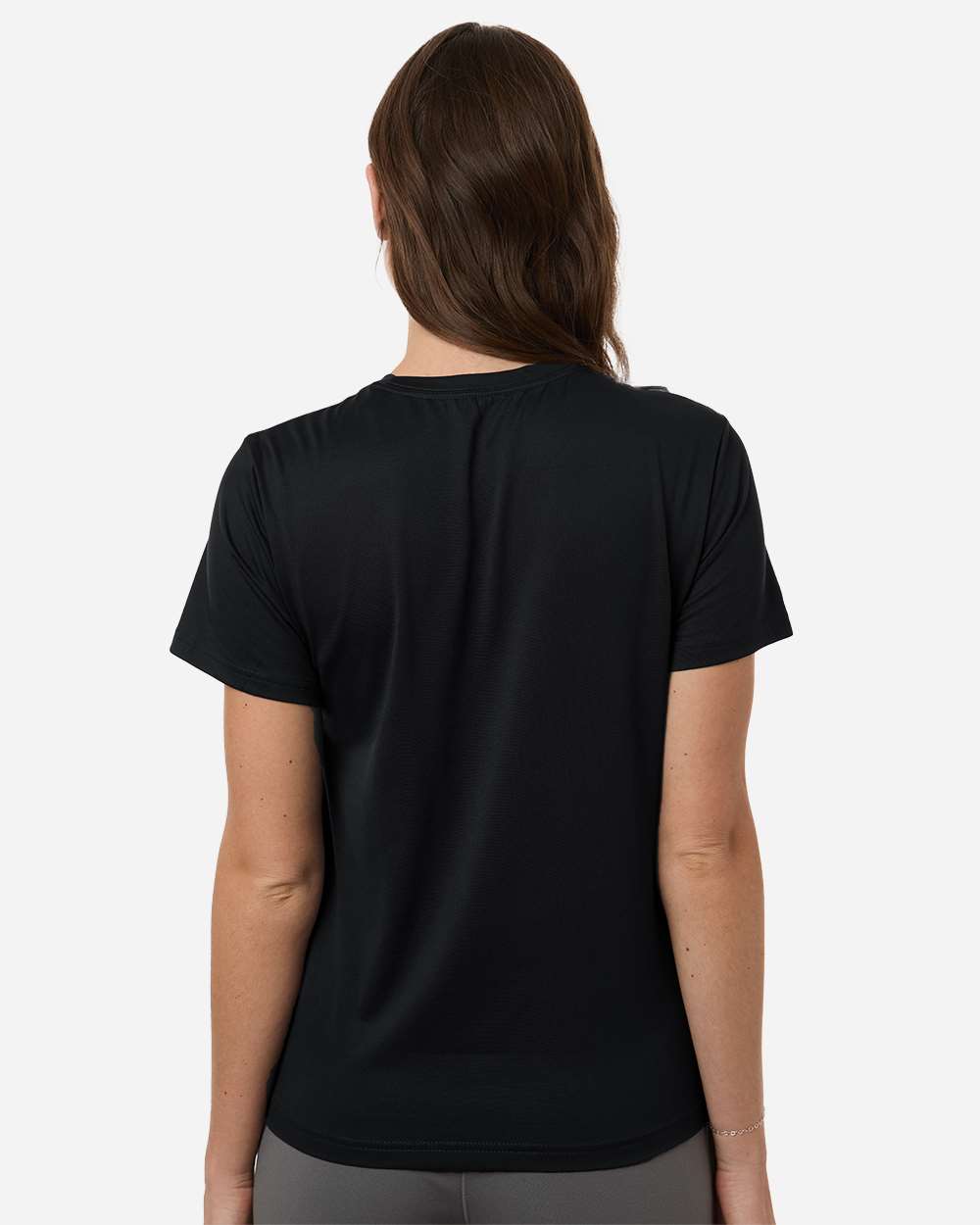 Custom Adidas shirts for women in Black, Pregame performance tee, on-model back