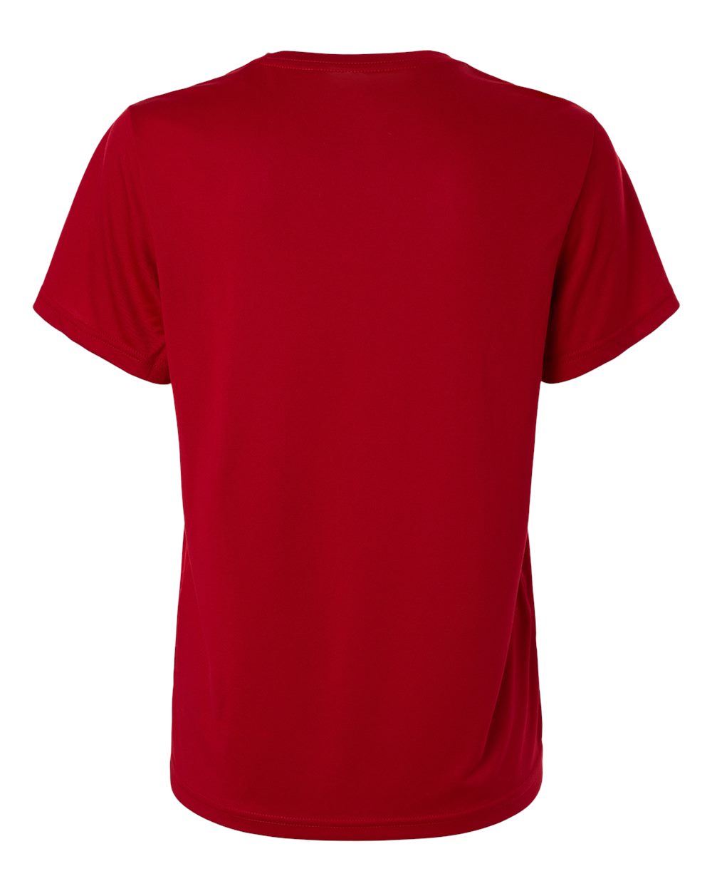 Custom Adidas shirts for women in Power Red, Pregame performance tee, flat back