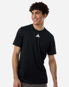Custom Adidas shirts in Black, men's Pregame performance tee, on-model front