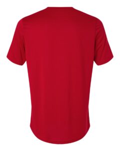 Custom Adidas shirts in Power Red, men's Pregame performance tee, flat back