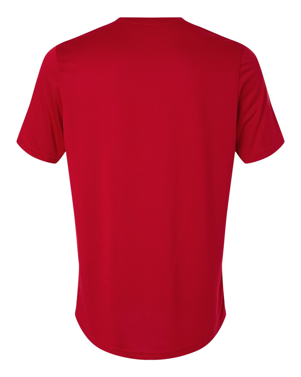 Custom Adidas shirts in Power Red, men's Pregame performance tee, flat back