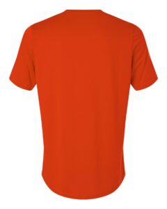 Custom Adidas shirts in Orange, men's Pregame performance tee, flat back