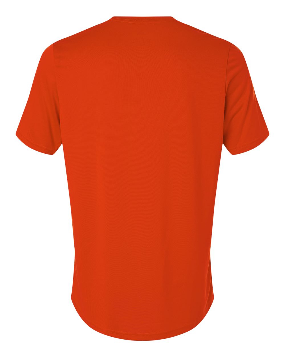 Custom Adidas shirts in Orange, men's Pregame performance tee, flat back