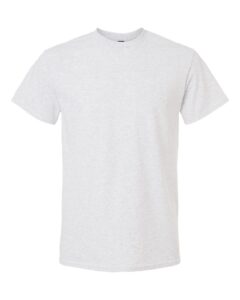 Bulk custom t-shirts in Ash, Gildan DryBlend 50/50 tee, flat front