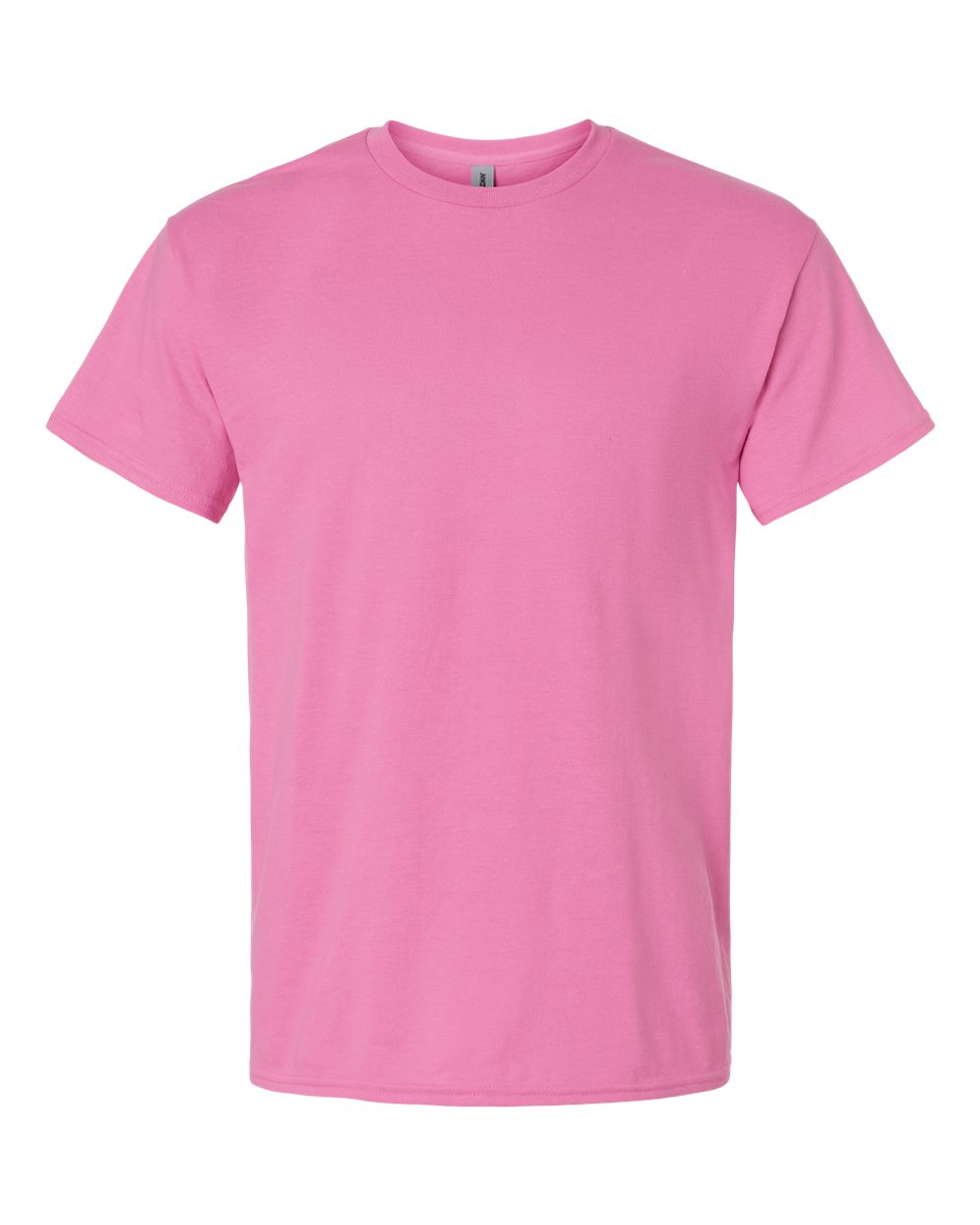 Bulk custom t-shirts in Azalea, Gildan DryBlend 50/50 tee, flat front
