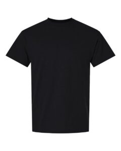 Bulk custom t-shirts in Black, Gildan DryBlend 50/50 tee, flat front