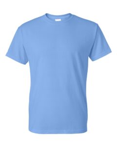 Bulk custom t-shirts in Carolina Blue, Gildan DryBlend 50/50 tee, flat front