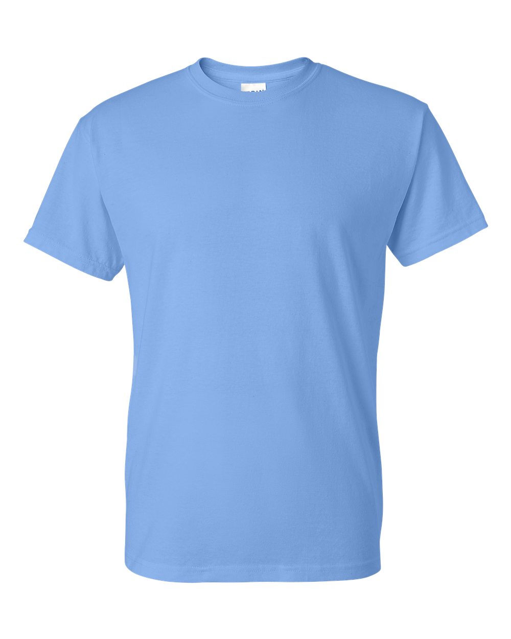 Bulk custom t-shirts in Carolina Blue, Gildan DryBlend 50/50 tee, flat front