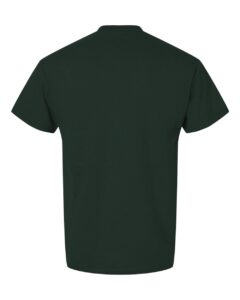Bulk custom t-shirts in Forest Green, Gildan DryBlend 50/50 tee, flat back