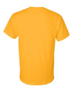 Bulk custom t-shirts in Gold, Gildan DryBlend 50/50 tee, flat back