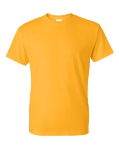 Bulk custom t-shirts in Gold, Gildan DryBlend 50/50 tee, flat front