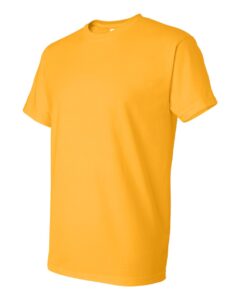 Bulk custom t-shirts in Gold, Gildan DryBlend 50/50 tee, side
