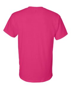 Bulk custom t-shirts in Heliconia, Gildan DryBlend 50/50 tee, flat back