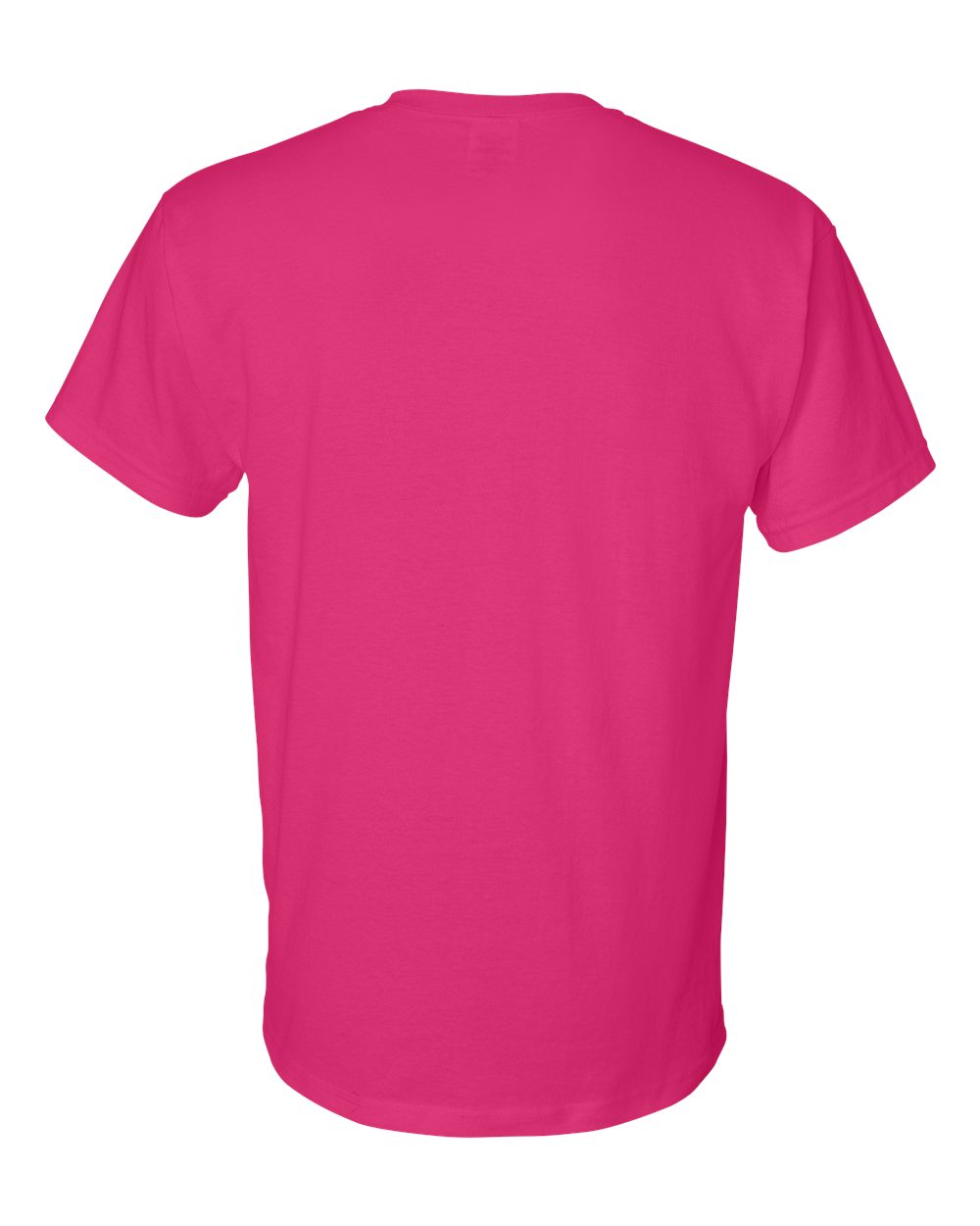 Bulk custom t-shirts in Heliconia, Gildan DryBlend 50/50 tee, flat back