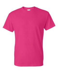 Bulk custom t-shirts in Heliconia, Gildan DryBlend 50/50 tee, flat front
