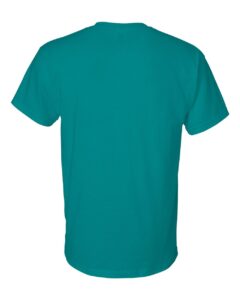 Bulk custom t-shirts in Jade Dome, Gildan DryBlend 50/50 tee, flat back