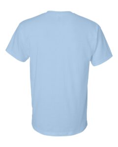 Bulk custom t-shirts in Light Blue, Gildan DryBlend 50/50 tee, flat back