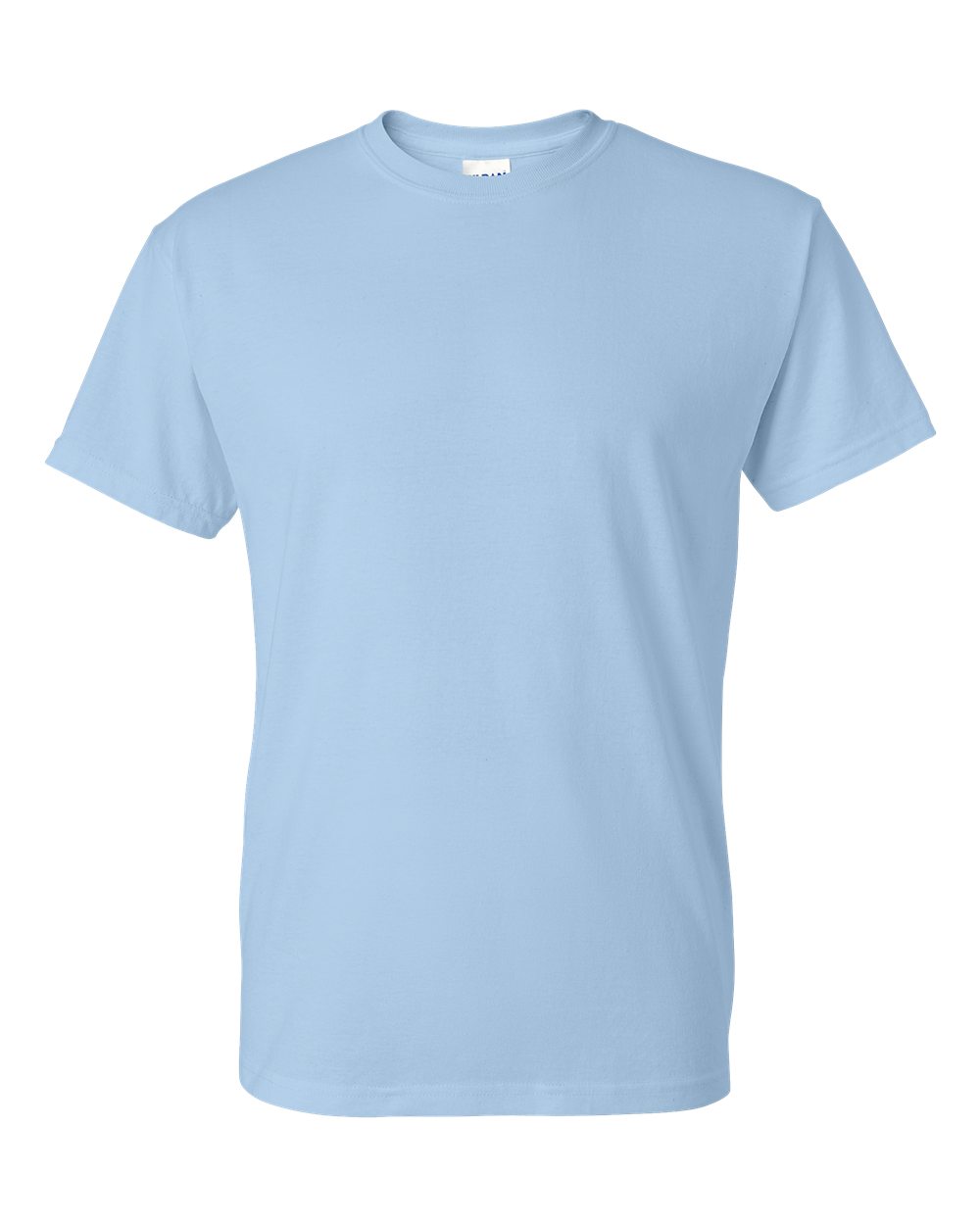 Bulk custom t-shirts in Light Blue, Gildan DryBlend 50/50 tee, flat front