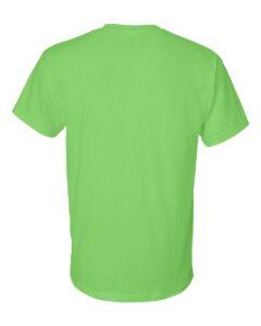 Bulk custom t-shirts in Lime, Gildan DryBlend 50/50 tee, flat back