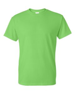 Bulk custom t-shirts in Lime, Gildan DryBlend 50/50 tee, flat front