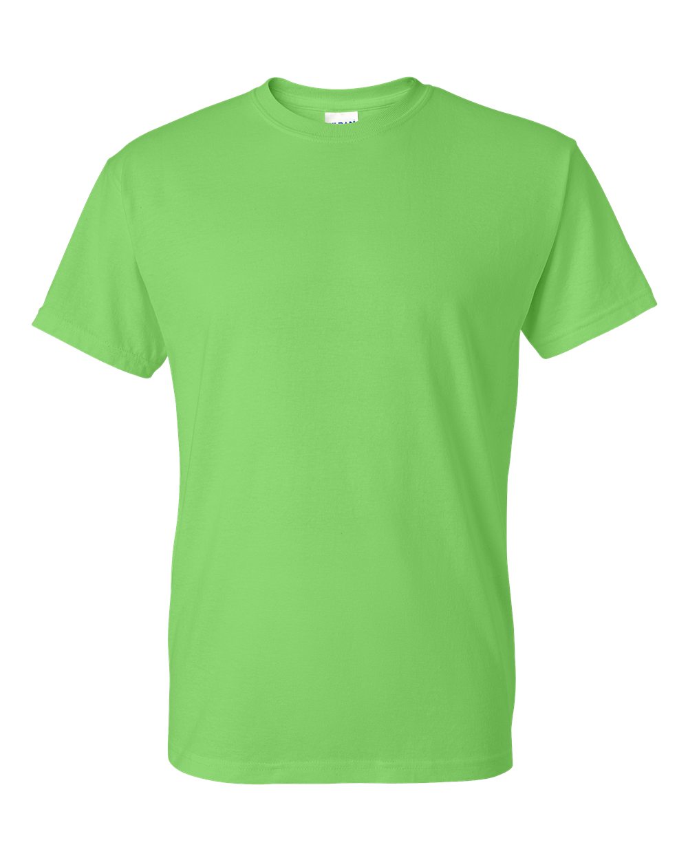 Bulk custom t-shirts in Lime, Gildan DryBlend 50/50 tee, flat front