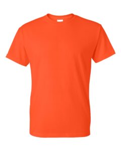 Bulk custom t-shirts in Orange, Gildan DryBlend 50/50 tee, flat front