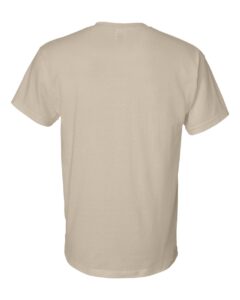 Bulk custom t-shirts in Sand, Gildan DryBlend 50/50 tee, flat back