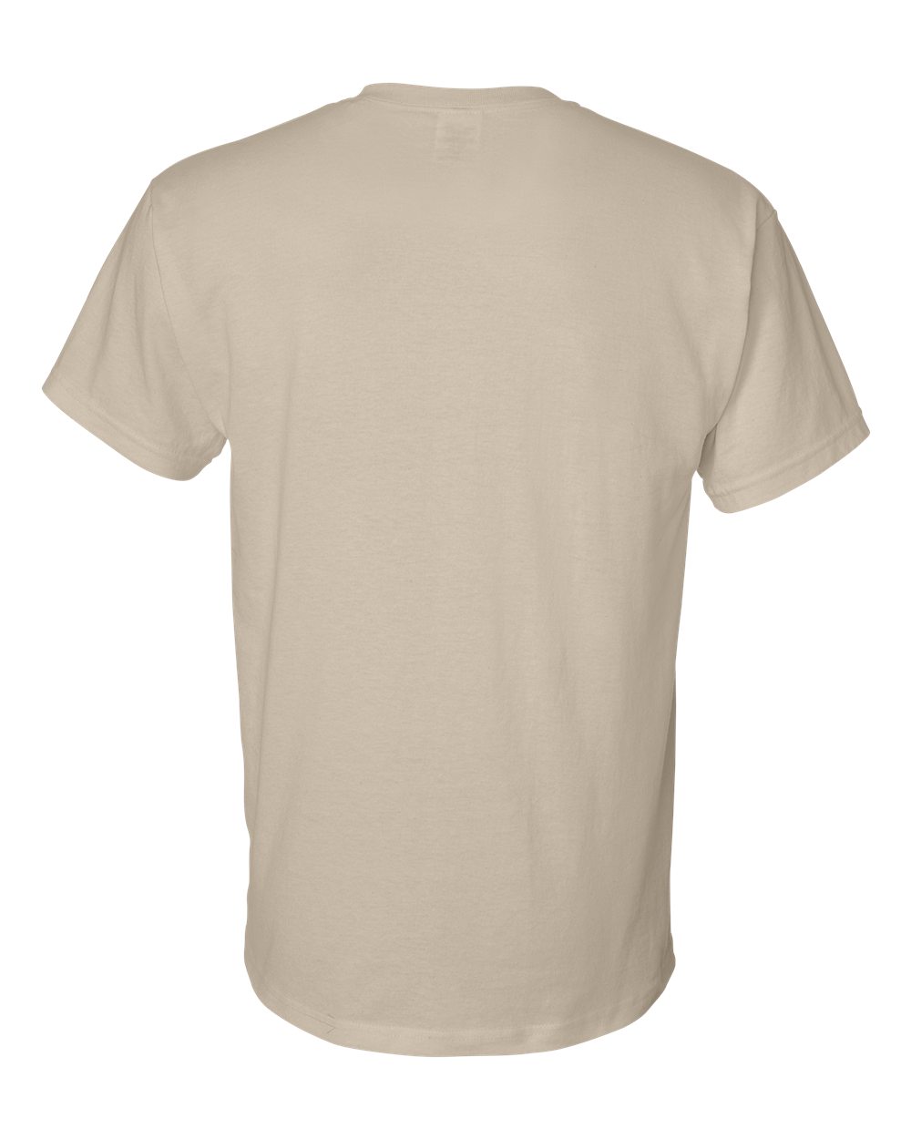 Bulk custom t-shirts in Sand, Gildan DryBlend 50/50 tee, flat back
