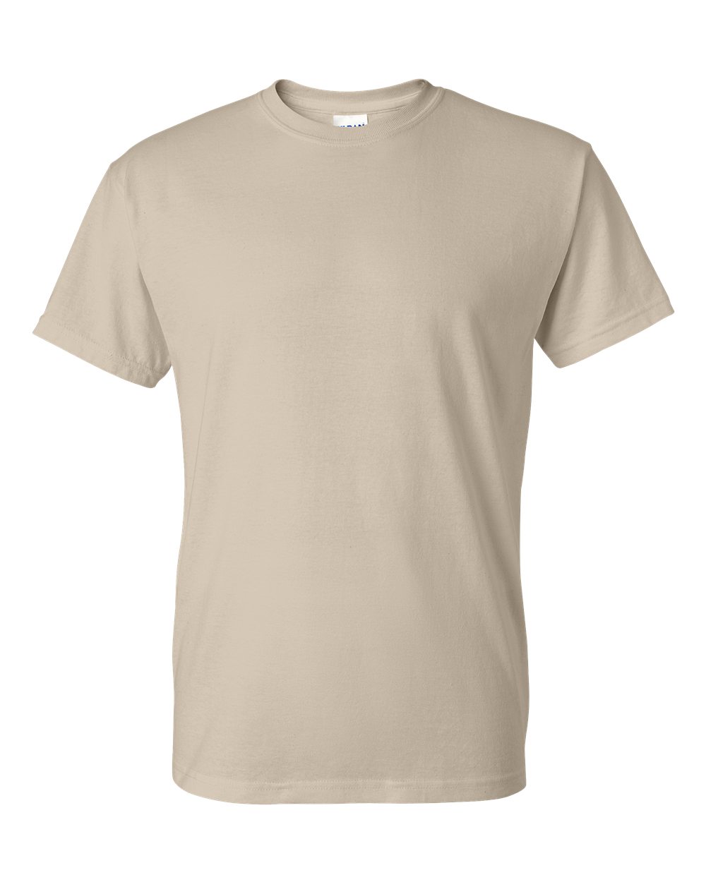 Bulk custom t-shirts in Sand, Gildan DryBlend 50/50 tee, flat front