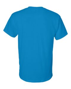 Bulk custom t-shirts in Sapphire, Gildan DryBlend 50/50 tee, flat back