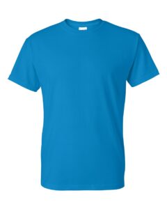 Bulk custom t-shirts in Sapphire, Gildan DryBlend 50/50 tee, flat front
