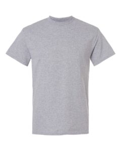 Bulk custom t-shirts in Sport Grey, Gildan DryBlend 50/50 tee, flat front