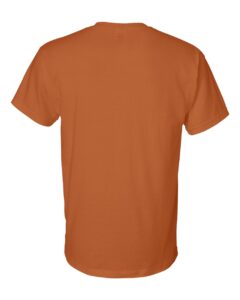 Bulk custom t-shirts in Texas Orange, Gildan DryBlend 50/50 tee, flat back