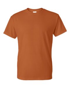 Bulk custom t-shirts in Texas Orange, Gildan DryBlend 50/50 tee, flat front