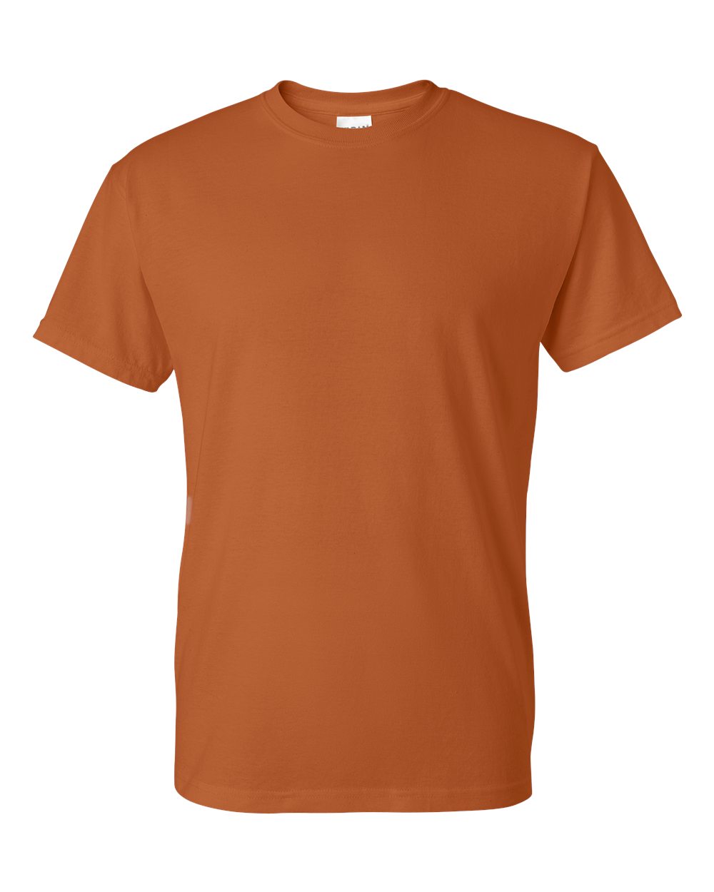 Bulk custom t-shirts in Texas Orange, Gildan DryBlend 50/50 tee, flat front