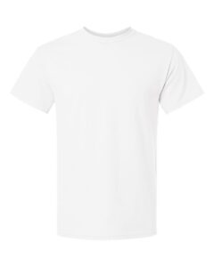 Bulk custom t-shirts in White, Gildan DryBlend 50/50 tee, flat front