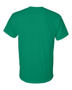 Bulk custom t-shirts in Kelly, Gildan DryBlend 50/50 tee, flat back