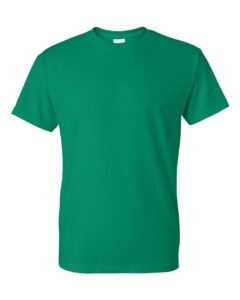 Bulk custom t-shirts in Kelly, Gildan DryBlend 50/50 tee, flat front