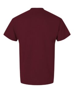 Bulk custom t-shirts in Maroon, Gildan DryBlend 50/50 tee, flat back