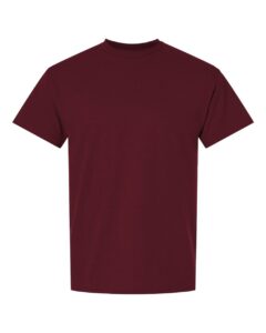 Bulk custom t-shirts in Maroon, Gildan DryBlend 50/50 tee, flat front