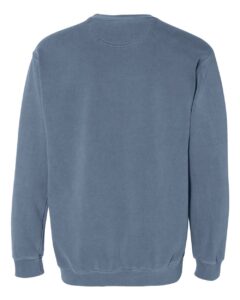 Custom crewneck sweatshirts, Comfort Colors garment-dyed crewneck in Blue Jean, back view